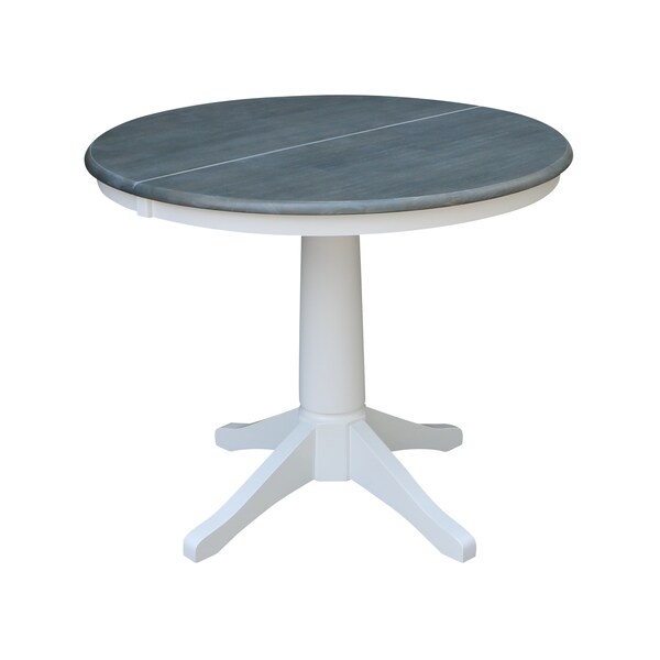 International Concepts Round 36 in Rd Top Ped Table, 12 in Leaf, Dining Ht, White/Heather Gray, 36 W, 48 L, 30.1 in H, Wood K05-36RXT-27B - main